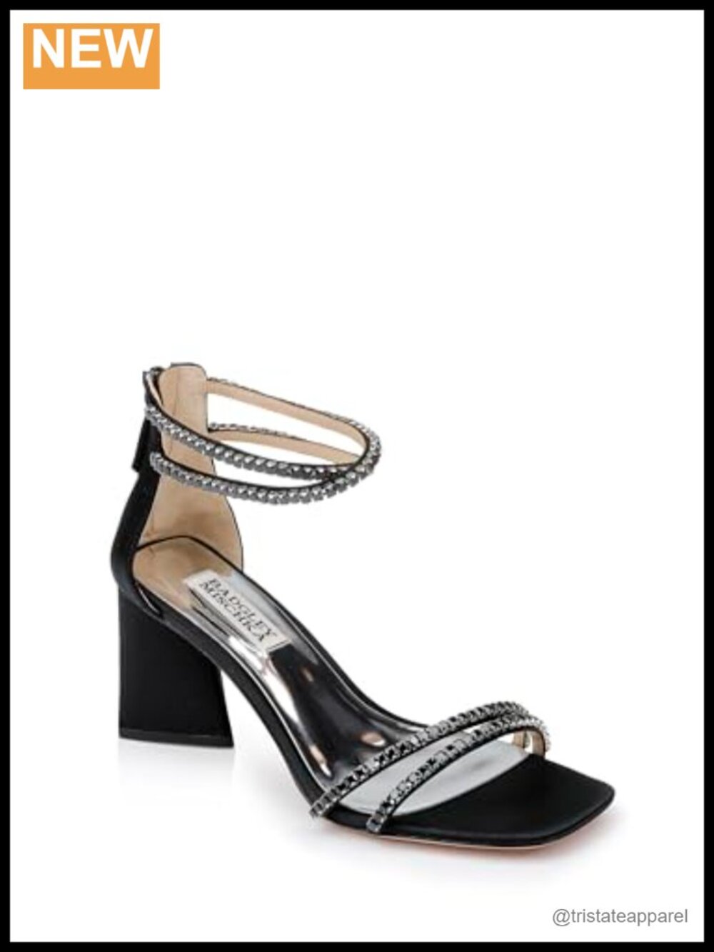 Badgley Mischka Lillie Crystal Block Heel Sandals Formal Evening